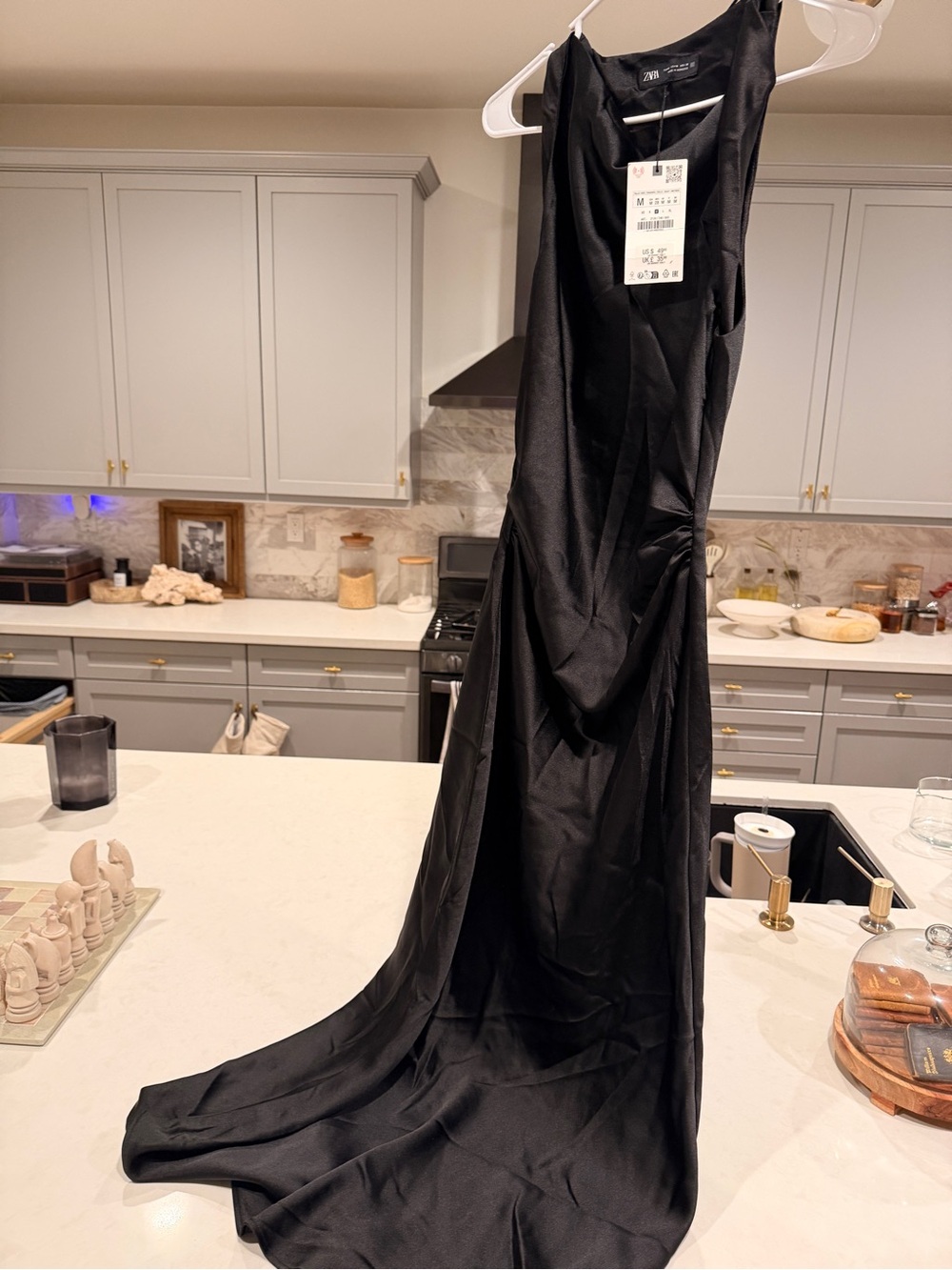 Black satin Sleeveless Dress